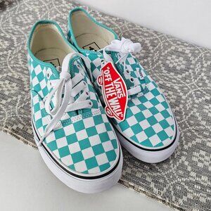 Vans Authentic Checkerboard Sneakers Teal/White – Women’s 8.5 – NWT